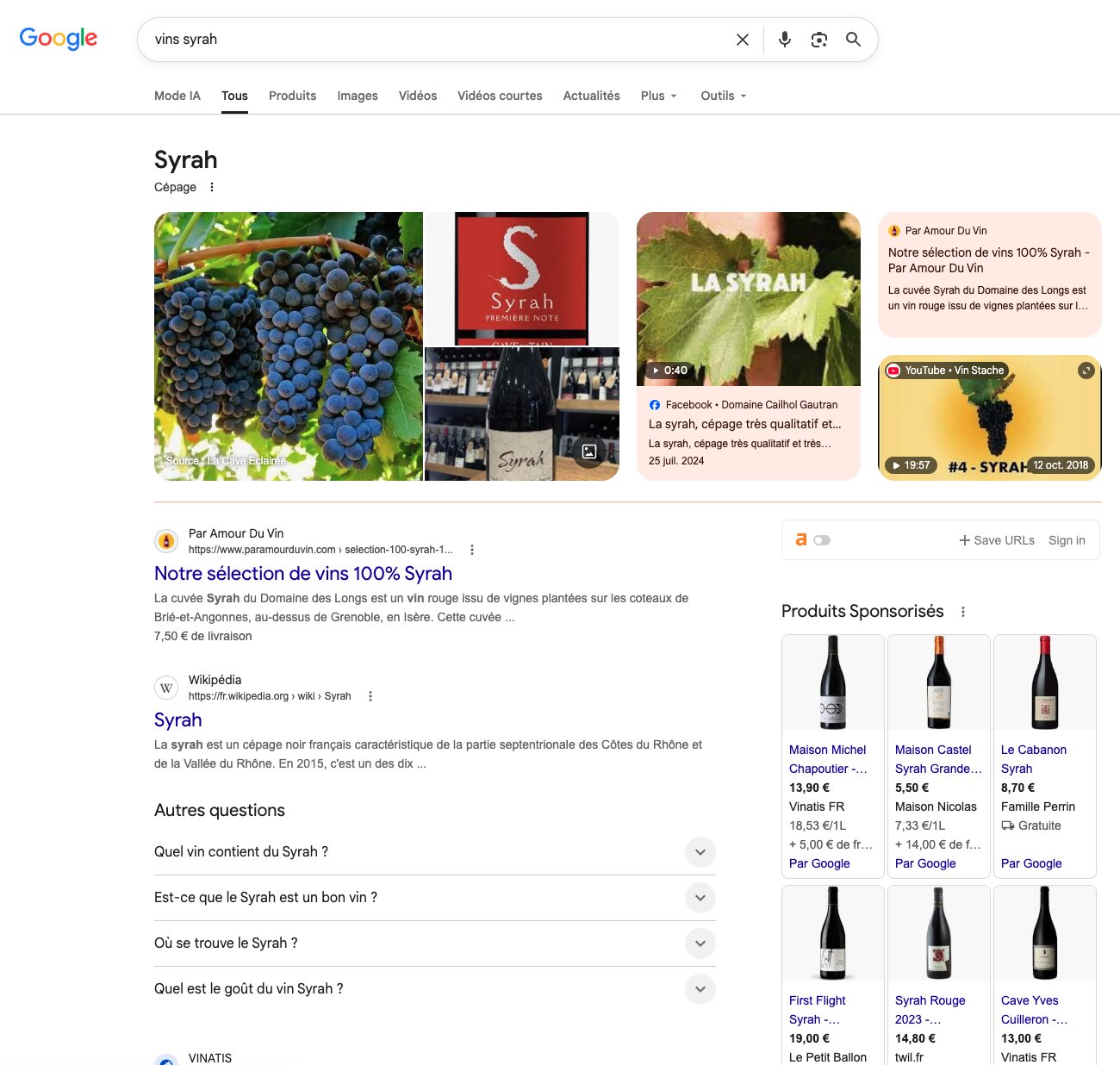 SERP : "vin syrah"